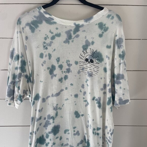 Roark Men’s Fear The Sea Tie Dye Tee Blue Green White Dyed T-Shirt Large - Picture 1 of 4